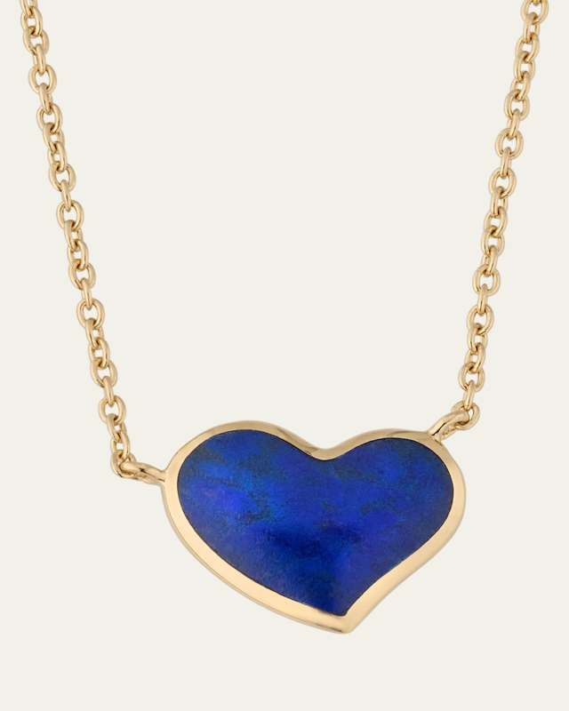Single Heart Gemstone Pendant Necklace, 18"L